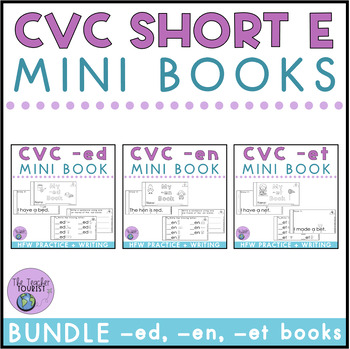 Preview of Word Family CVC Mini Book Vowel E Bundle