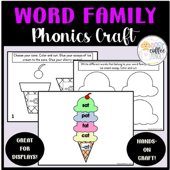 Preview of Easy Word Families Phonics Craft | Printable Spring End of Year Activity | K-1