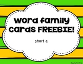 Word Family Cards FREEBIE! Short a