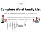 Word Family Cards - Includes 444 Easy to Read Rhyming Words