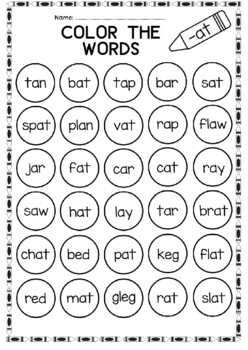 Word Family Coloring Pages Activities Word Search Worksheets, Pdf