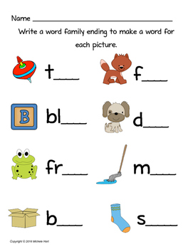 Short o Word Family Worksheet by Kindergarten Kiddos | TpT