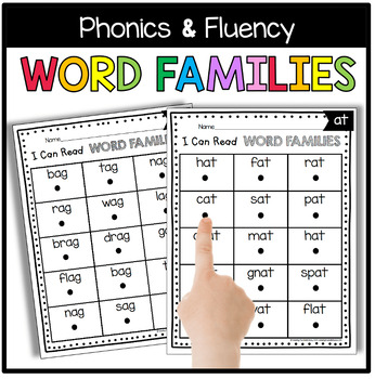 Word Family Fluency Phonics Word Chunks Spelling Patterns Kindergarten ...