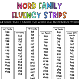 Word Family Fluency Strips (24 INCLUDED + 6 BONUS MIXED CV