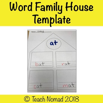 Preview of Word Family House Template | Rhyming Words | Onset & Rime