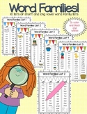 Word Family Lists - Short and Long Vowels *FULL Version*