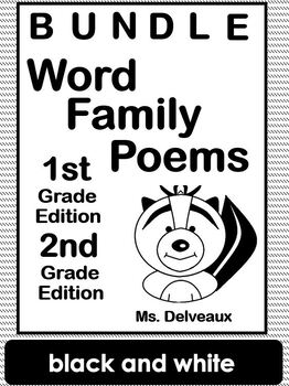 Preview of Word Family Poems - BUNDLE First and Second Grade Edition - Black and White