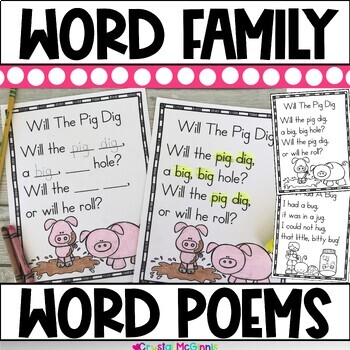 Preview of Word Family Poems for Shared Reading  | 21 Word Families | Word Family Activity