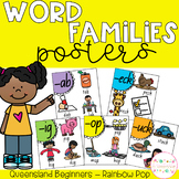 Word Family Posters - Queensland Beginners Font (Rainbow Pop)