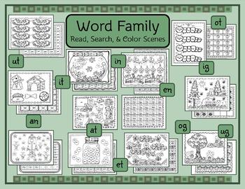 Preview of Word Family Read, Search & Color Scenes