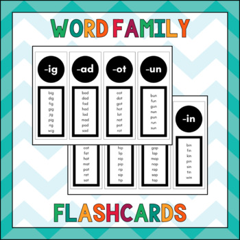 Preview of Word Family Reading - 12 Printable Flashcards - Vocabulary Practice