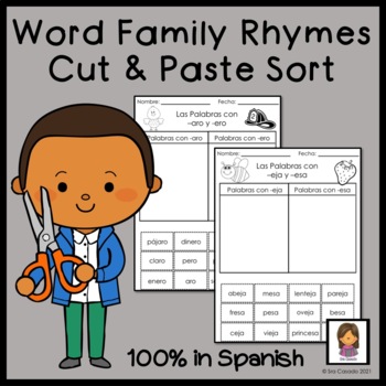 Preview of Spanish Rhyming rimas silabas Word Family sort