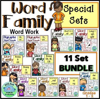 Preview of Word Family RTI SPECIAL SOUNDS BUNDLE Word Work Activities Grades 1-2