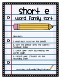 Word Family Sort- Short E