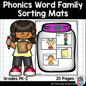 Preview of Word Family Sorting Mats for Early Readers - Phonics FREEBIE