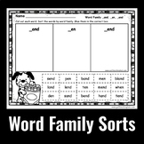 Word Family Sorts- cut and paste, no prep