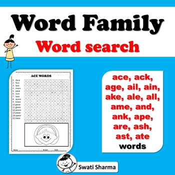 Preview of 16 'A' Word Family Word Search Worksheets