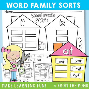 word families worksheets read and sort activities by from the pond