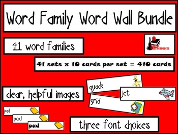 Preview of Bundle - Word Family Word Wall Cards - 41 sets