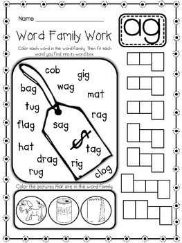 word familyrhyming worksheets 43 word families tpt