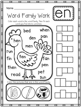 Word Family/Rhyming Worksheets 43 Word Families | TpT