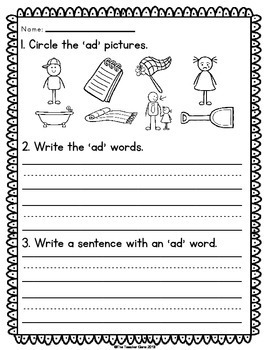 Ad Word Family Worksheets : DAD Worksheet | The AD Word Family ...