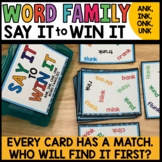 Word Family ank ink onk unk | Word Families Game Literacy Centers