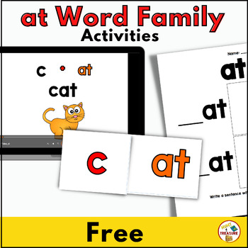 Preview of at Word Family Activities FREE