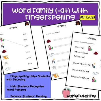 Preview of Word Family (-at) With Fingerspelling