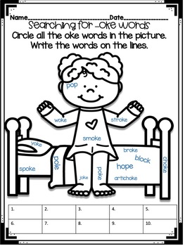 Word Family -oke - Word Work Activities - No Prep! | TpT