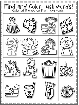 Download Word Family -ush worksheets - No Prep! by Shining and Climbing in First