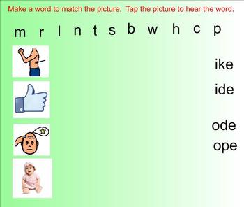 Preview of Word Famlies -ide -ike -ode -ope Interative Activities