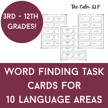 Preview of Word Finding Word Retrieval Task Cards Speech Therapy, ESL, Intervention