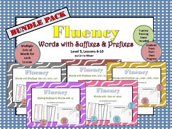 Preview of Word Fluency: Words with Suffixes & Prefixes: Level 5 Lessons 6-10 BUNDLE