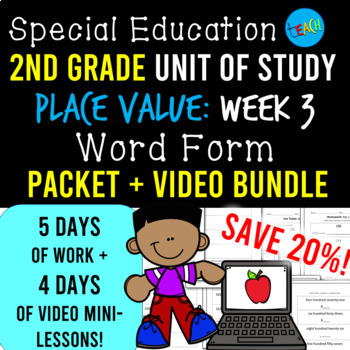 Preview of Word Form - Video & Packet BUNDLE: 2nd Grade Special Education Math