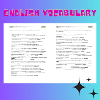 Preview of English vocabulary: Word Formation Challenge Activities