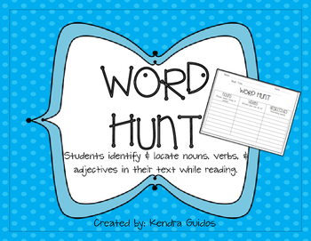 Preview of Word Hunt Freebie {Noun, Verb, Adjective}