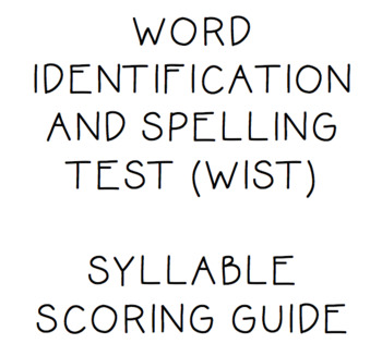 Word identification and spelling test manual free