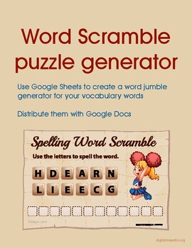 Preview of Word Jumble puzzle generator with Google Sheets  —Distance Learning