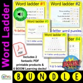 Word Ladder MEGA bundle: Word puzzle task card and virtual