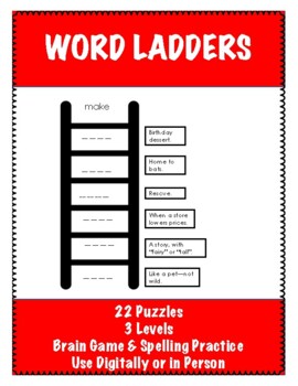 Preview of Word Ladder Puzzles - 3 Levels - Digital Resource Option - Morning Warm-Up Work