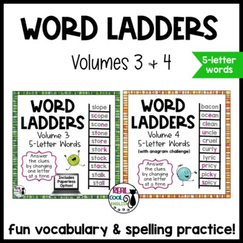 Preview of Word Ladder Puzzles for Vocabulary and Spelling Volumes 3 and 4