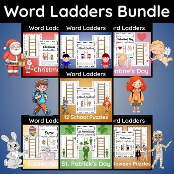 Preview of Word Ladders Growing Bundle: Challenging Word Puzzles for Gifted and Talented