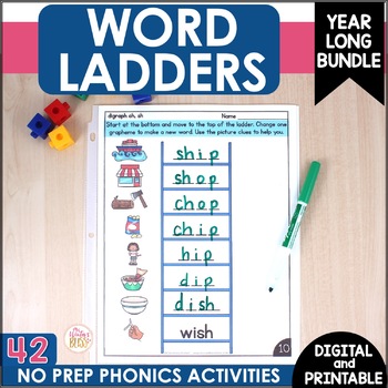 Preview of Word Ladders - Word Chains - Printable & Digital Phonics Activities BUNDLE