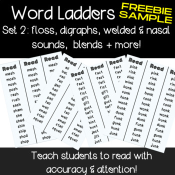 Preview of Word Ladders Set 2: FREEBIE PREVIEW- floss, welded, nasal, blends+ OG/SOR l PDF