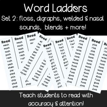 Preview of Word Ladders Set 2:floss, digraphs, welded & nasal, blends+ l OG l SOR l PDF