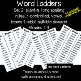 Word Ladders Set 3- silent-e, r-controlled, vowel teams, r