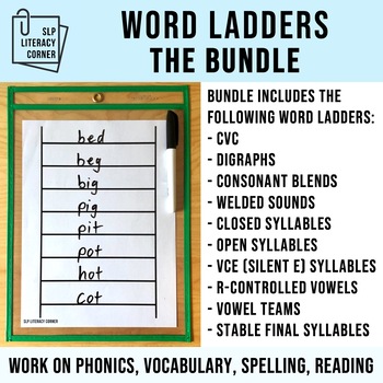 Preview of Word Ladders | Word Chains Phonics Activities BUNDLE