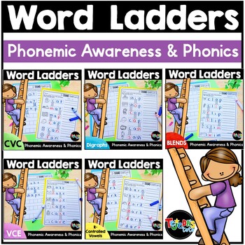 Preview of Word Ladders Word Chains Phonemic Manipulation Practice Activities Bundle
