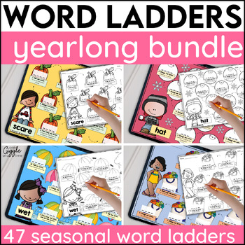 Preview of Word Ladders & Word Chains 1st 2nd Grade Word Work Centers Vocabulary Practice
